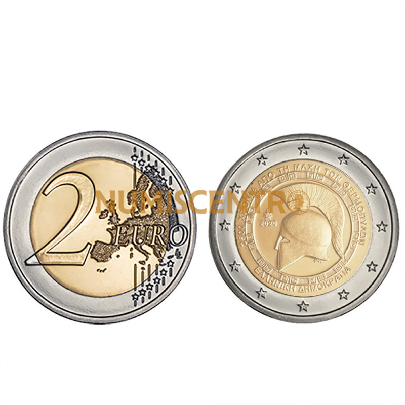 Moeda 2 Euros Batalha de Thermopylae Grécia 2020
