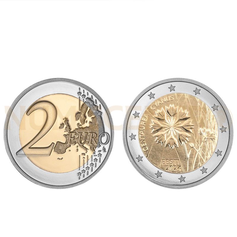 Moeda 2 Euro Centaurea Flor Nacional Estónia 2024