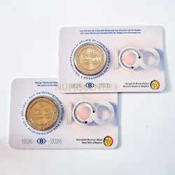 Moeda 2 Euro Centenário das Ferrovias Estatais Bélgica 2026 Coincard