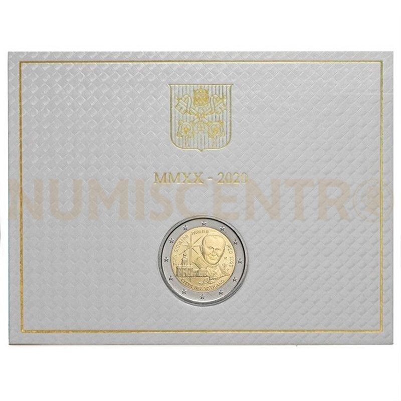 Moeda 2 Euros Centenário Nascimento João Paulo II Vaticano 2020