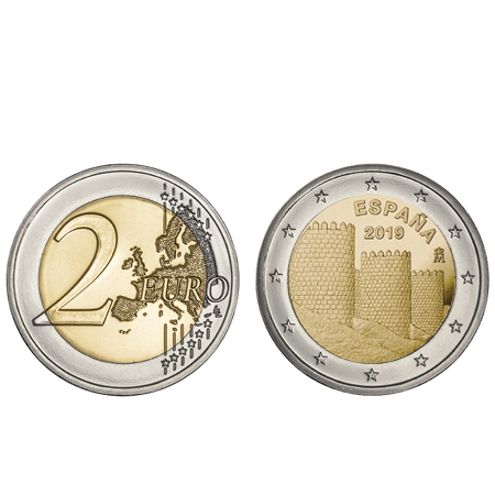 Moeda 2 Euro Cidade de Ávila Espanha 2019