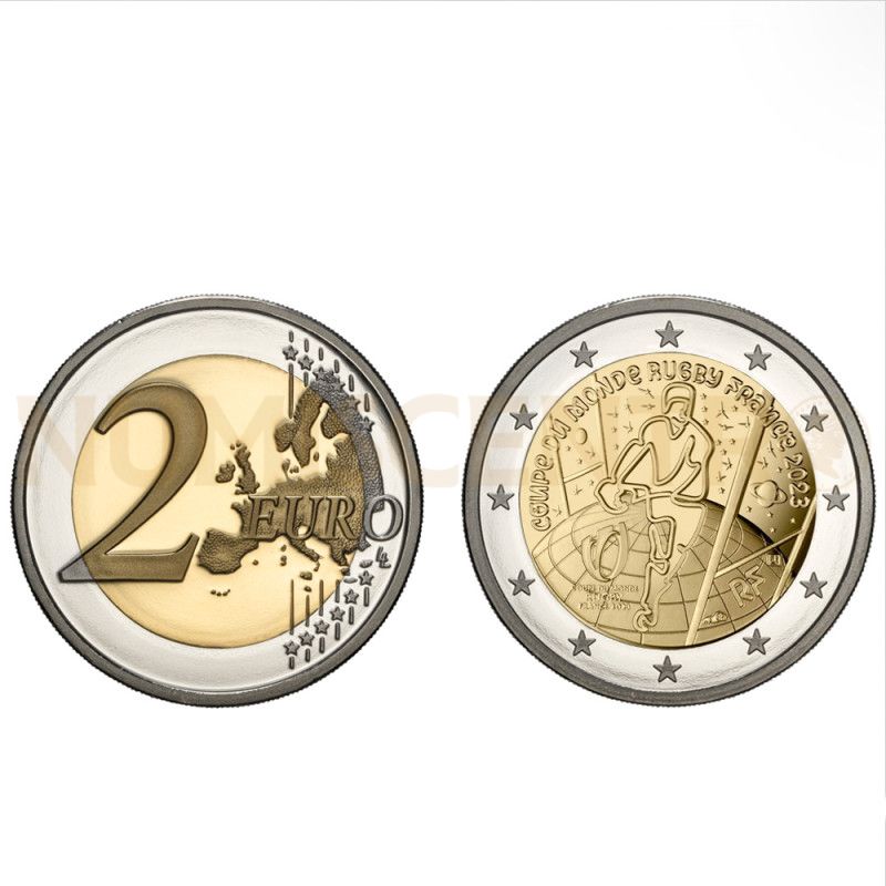 Moeda 2 Euros Copa do Mundo Rugby França 2023