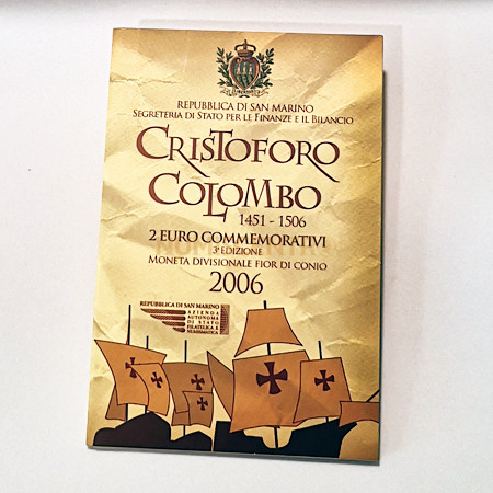 Moeda 2 Euro Cristovão Colombo San Marino 2006