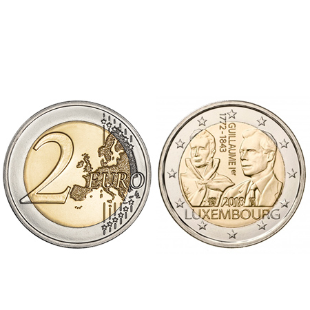 Moeda 2 Euro Guilherme I do Luxemburgo 2018