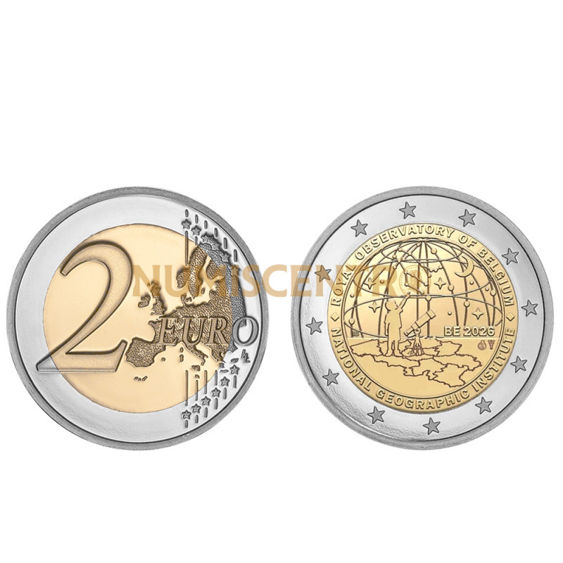 Moeda 2 Euro 50 Anos Instituto Geográfico Nacional Bélgica 2026