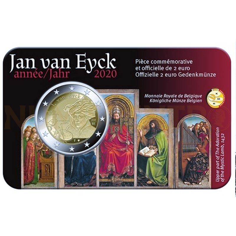 Moeda 2 Euro Jan Van Eyck Bélgica 2020 (Coincard)