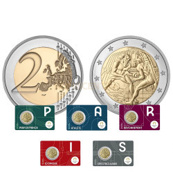 Moeda 2 Euros Jogos Olímpicos de Paris 2024 França 2024 (Unidade) (5 Cores de embalagem a moeda é a mesma o que muda é a embalagem)