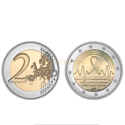 Moeda 2 Euro Luta Contra o Cancro Bélgica 2024 (UNC retirada de Rolo)