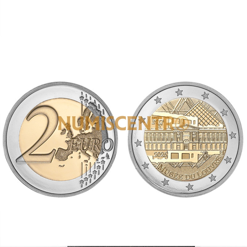 Moeda 2 Euros Museu do Louvre França 2025 Coincard (1 Coincard Aleatório)