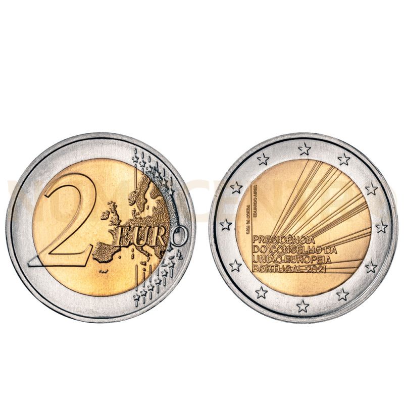 Moeda 2 Euros Presidência Portuguesa da União Europeia Portugal 2021 normal
