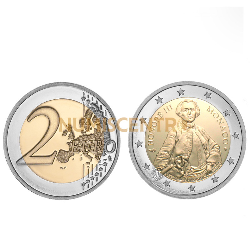 Moeda 2 Euros Príncipe Honoré III Mónaco 2020