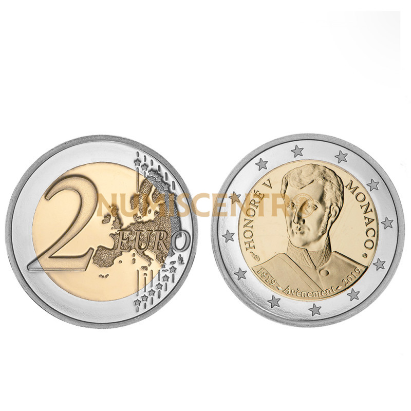 Moeda 2 Euros Príncipe Honoré V Mónaco 2019