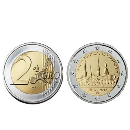 Moeda 2 Euros Riga Capital Europ. Cultura Letónia 2014