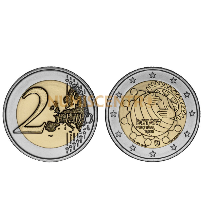 Moeda 2 Euros Rotary Portugal 2026 BNC