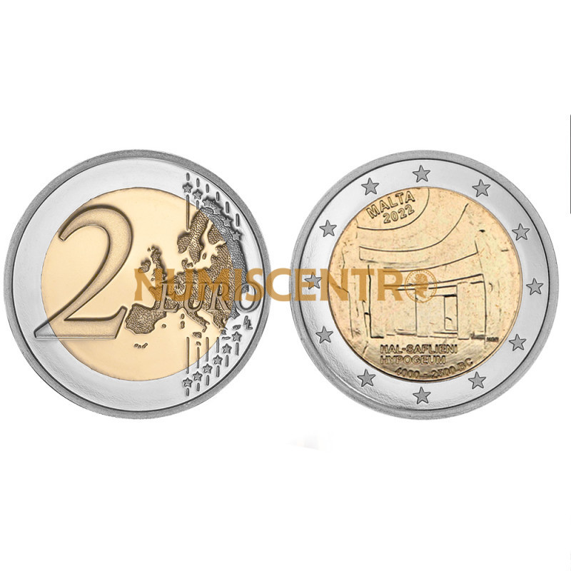 Moeda 2 Euros Templo Khal-Saflieni Malta 2022
