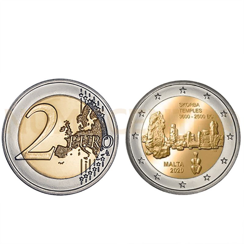 Moeda 2 Euros Templo Skorba Malta 2020 (Moeda sem Marca)