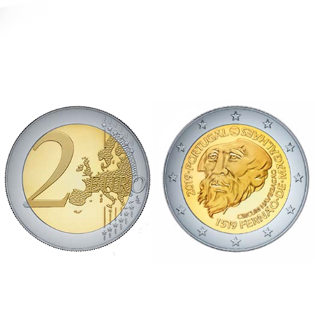 Moeda 2 Euro viagem de Circum Navegação Fernão de Magalhães Proof Portugal 2019