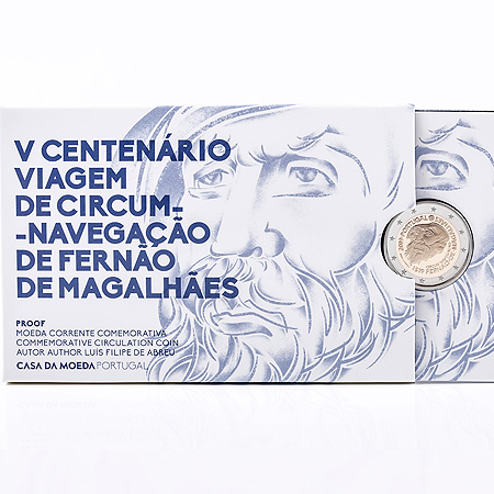 Moeda 2 Euro viagem de Circum Navegação Fernão de Magalhães Proof Portugal 2019