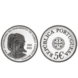 Moeda 5€ 200 Anos Nascimento Camilo Castelo Branco Portugal 2025 Prata Proof