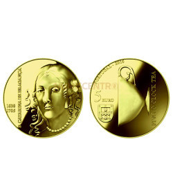 Moeda 5 Euro Comemorativa Portugal 2016 D Catarina de Bragança Ouro proof