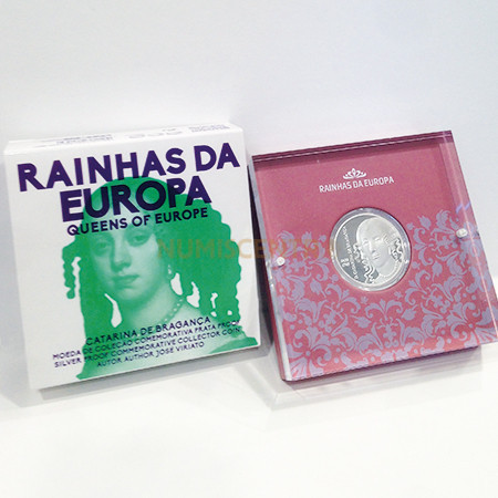 Moeda 5 Euro Comemorativa Portugal 2016 D Catarina de Bragança Prata proof