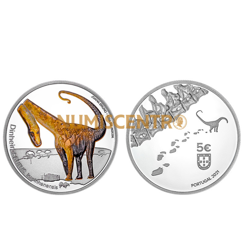 Moeda 5€ Dinheirosaurus Lourinhanensis Portugal 2021 Proof