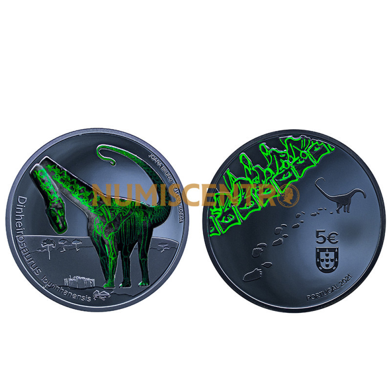 Moeda 5€ Dinheirosaurus Lourinhanensis Portugal 2021 Proof