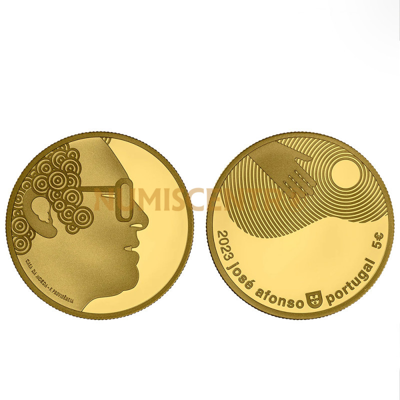 Moeda 5€ José Afonso Portugal 2023 Ouro Proof