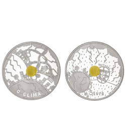 Moeda 5€ O Clima Portugal 2022 Prata Proof embalagem amarela