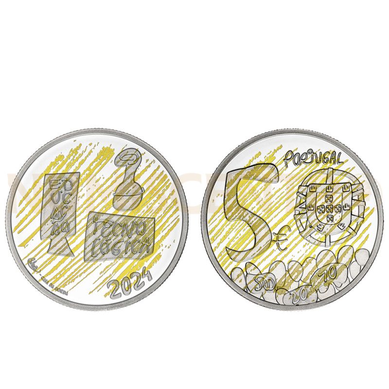 Moeda 5 Euros O Conhecimento Portugal 2024 Prata Proof