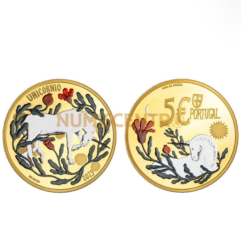 Moeda 5€ O Unicórnio Portugal 2023 Ouro Proof