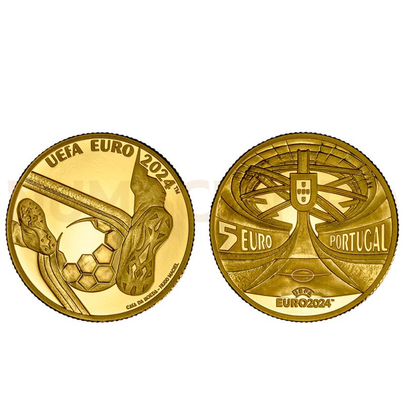 Moeda 5 Euros UEFA 2024 Portugal 2024 Ouro Proof