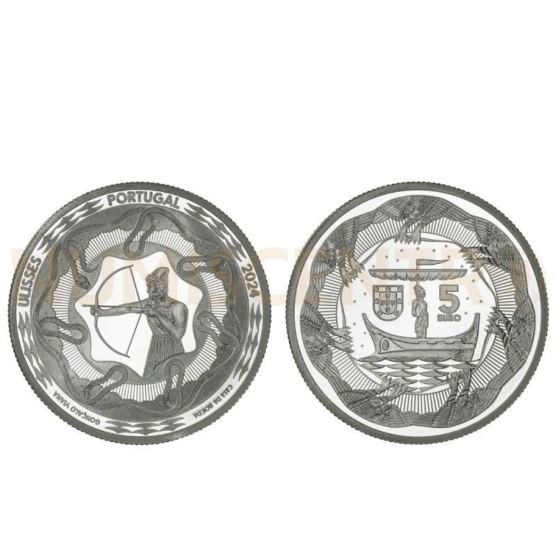 Moeda 5 Euros Ulisses Astucia e Persistência Portugal 2024 Prata Proof