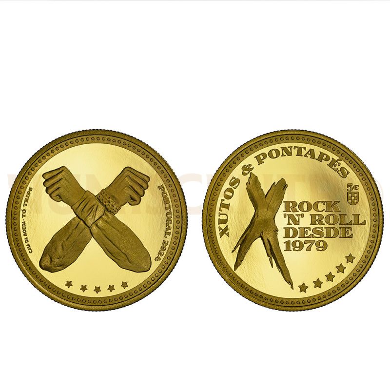 Moeda 5 Euros Xutos e Pontapés Portugal 2024 Ouro Proof