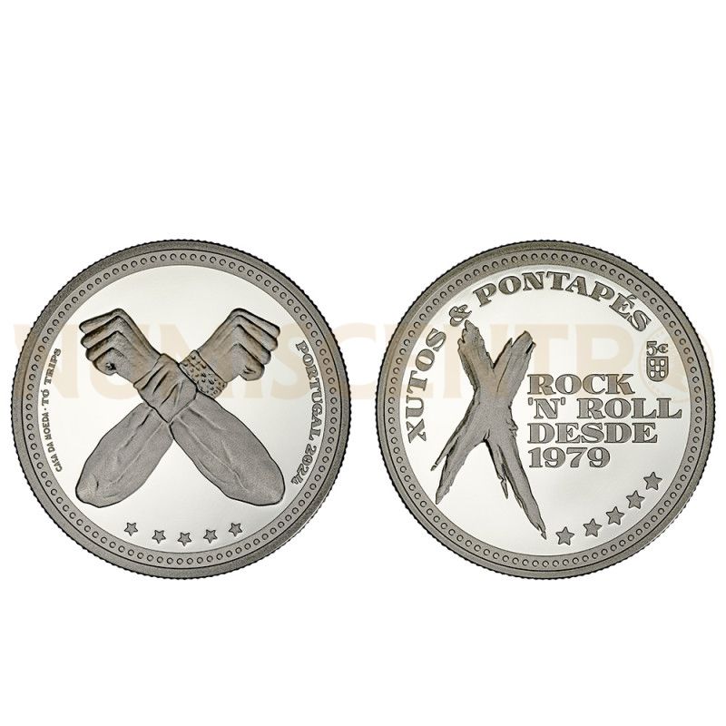 Moeda 5 Euros Xutos e Pontapés Portugal 2024 Prata Proof
