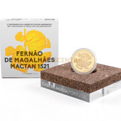 Moeda 7,5€ V Centenário da viagem Circum-Navegação Fernando de Magalhães Mactan 1521 Portugal 2021 Ouro Proof
