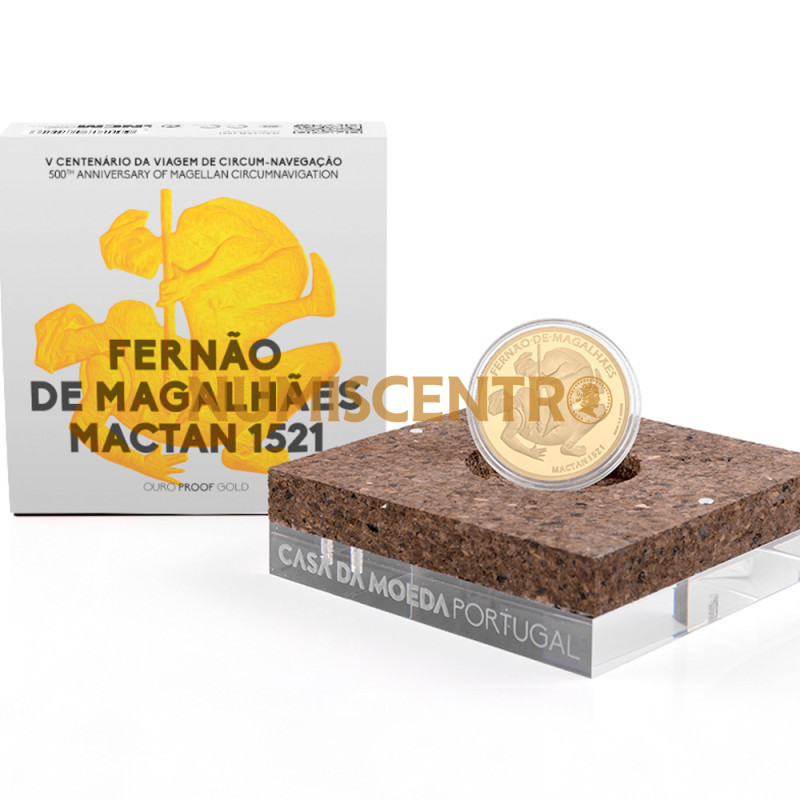 Moeda 7,5€ V Centenário da viagem Circum-Navegação Fernando de Magalhães Mactan 1521 Portugal 2021 Ouro Proof