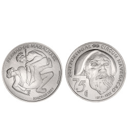 Moeda 7,5€ V Centenário da viagem Circum-Navegação Fernando de Magalhães Mactan 1521 Portugal 2021 Prata 500