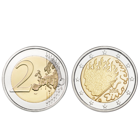 Moeda 2 Euro Eino Leino Finlândia 2016