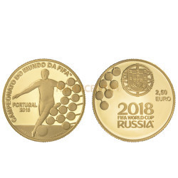 Moeda 2,5€ Campeonato do Mundo Fifa Russia 2018 Portugal Ouro Proof