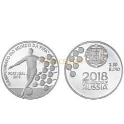 Moeda 2,5€ Campeonato do Mundo Fifa Russia 2018 Portugal Prata Proof