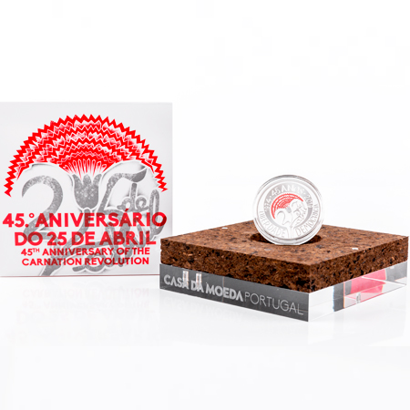 Moeda 5€ 45º Anivº 25 Abril Prata Proof Portugal 2019