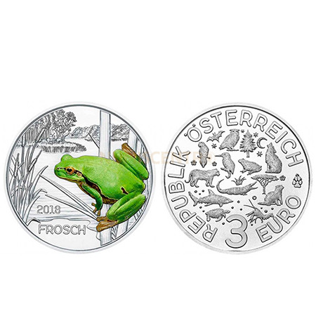 Moeda 3€ Colorida O Sapo Áustria 2018