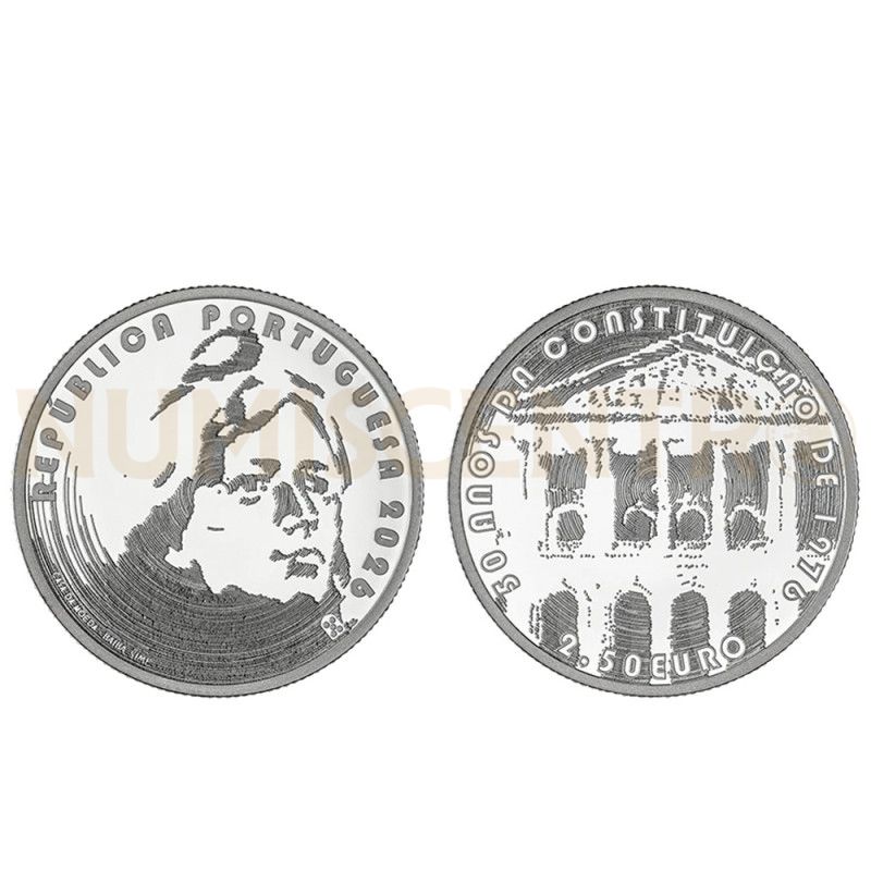 Moeda Comemorativa 2,50€ 50 Anos da Constituição de 1976 Portugal 2026 Prata Proof