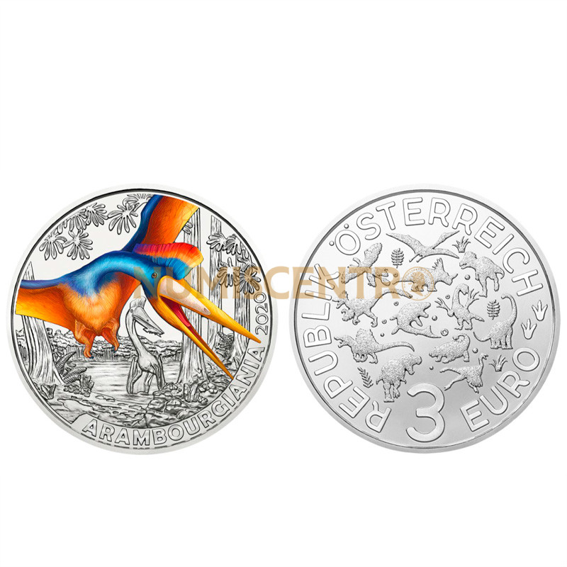 Moeda 3€ Colorida Arambourgiania Áustria 2020