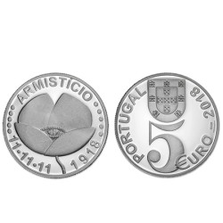 Moeda 5€ Centenário do Armistício Portugal 2018 Prata Proof
