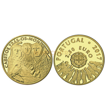 Moeda 2,5€ Os Caretos de Trás-Os-Montes Portugal 2017 Ouro Proof