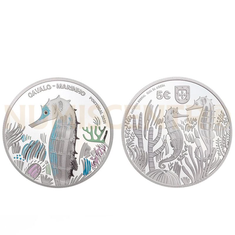 Moeda 5€ Cavalo-Marinho Portugal 2021 Prata Proof