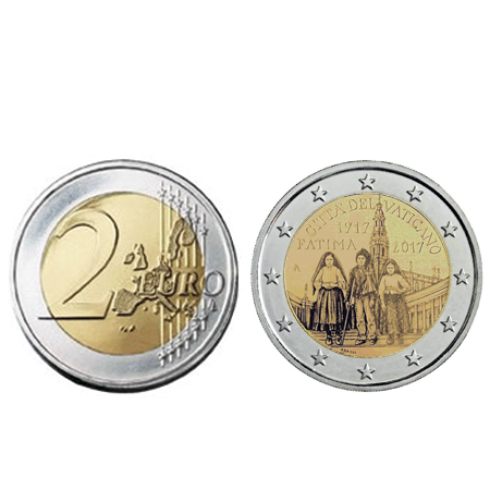 Moeda 2 Euros Centenário das Aparições de Fátima Vaticano 2017