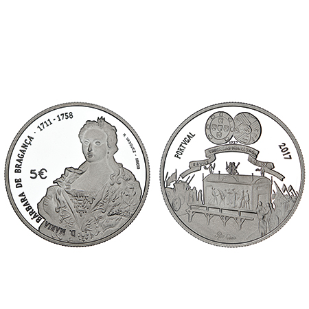 Moeda 5€ D Maria Bárbara de Bragança Prata Proof Portugal 2017
